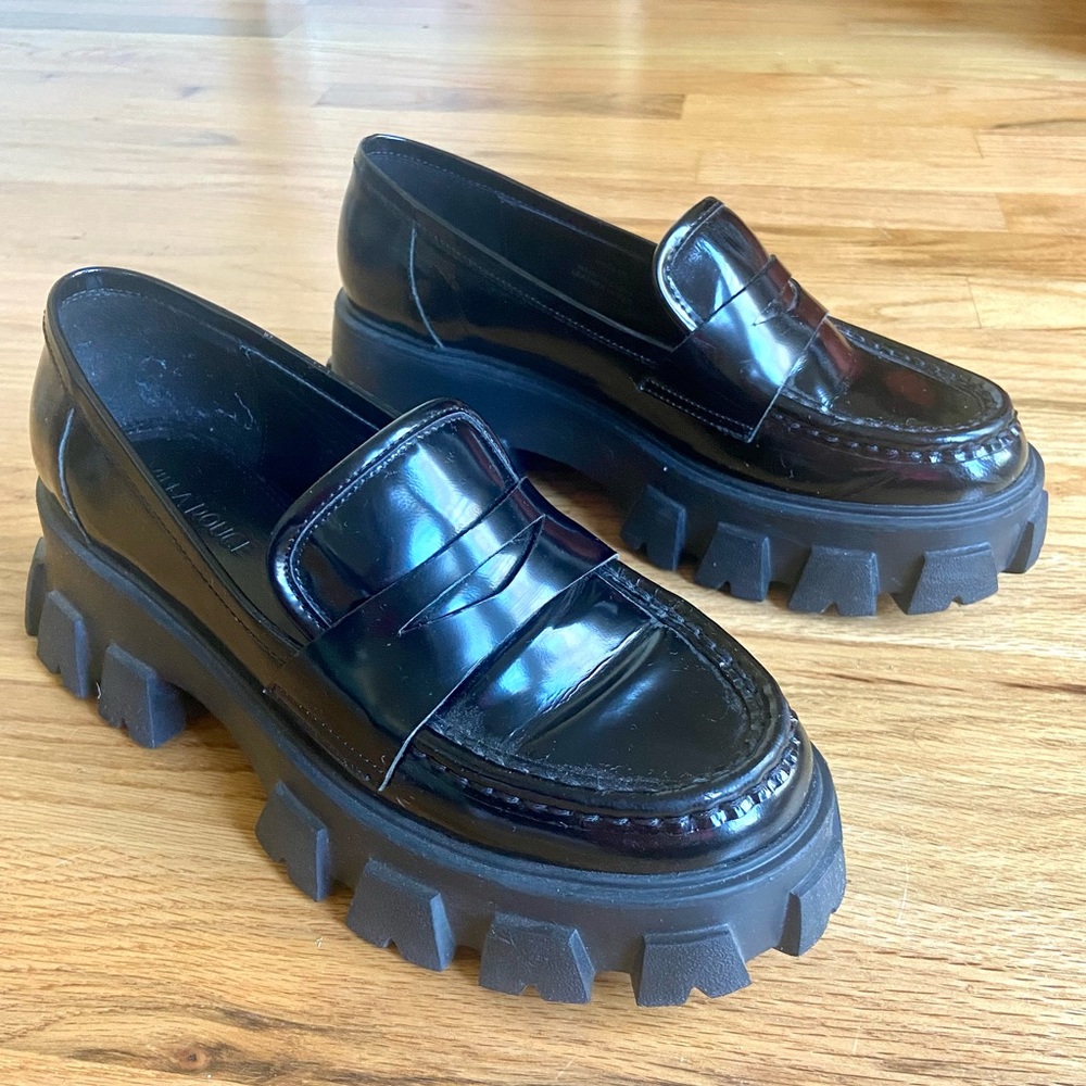 Villa Rouge Phoebe Lug-Sole Patent Leather Platform Loafers